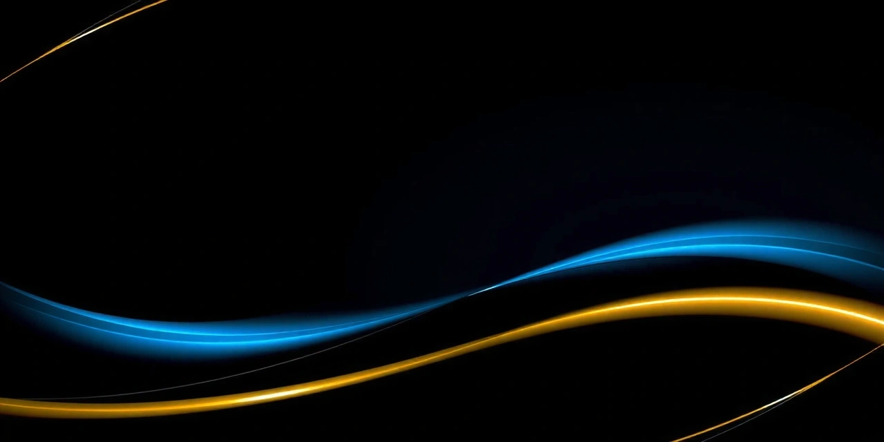 Fondo abstracto con líneas de luz azul y amarilla representando comunicación